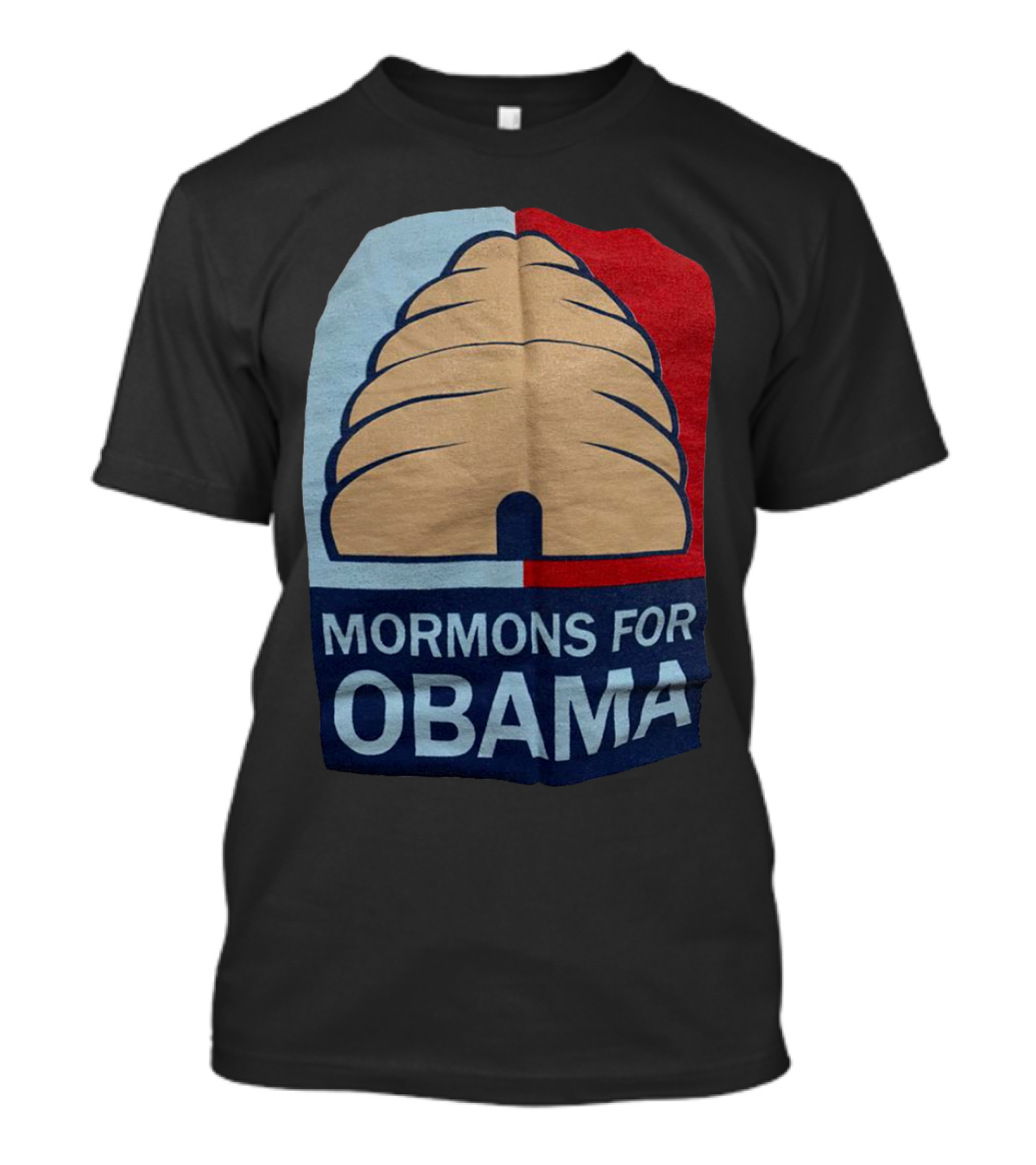 Mormons For Obama Beehive Symbol Two-Tone Background T-Shirt