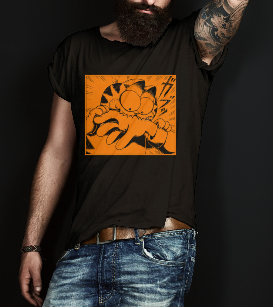 Garfield Manga Style Bite Hand Comic Panel T-Shirt