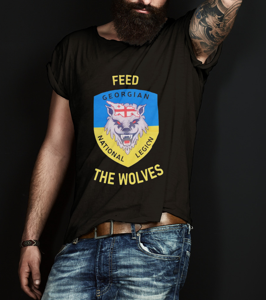 Feed The Wolves Georgian National Legion Wolf Badge With Flag Elements T-Shirt