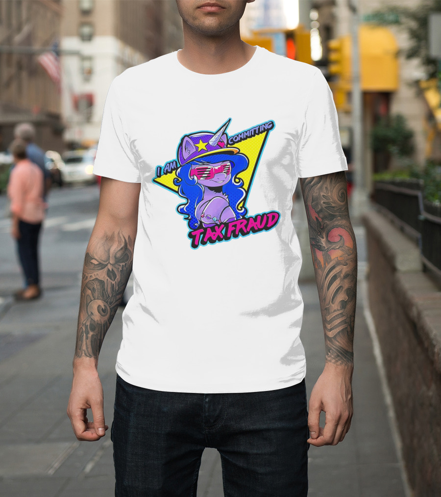 I Am Committing Tax Fraud Unicorn with Sunglasses and Hat T-Shirt