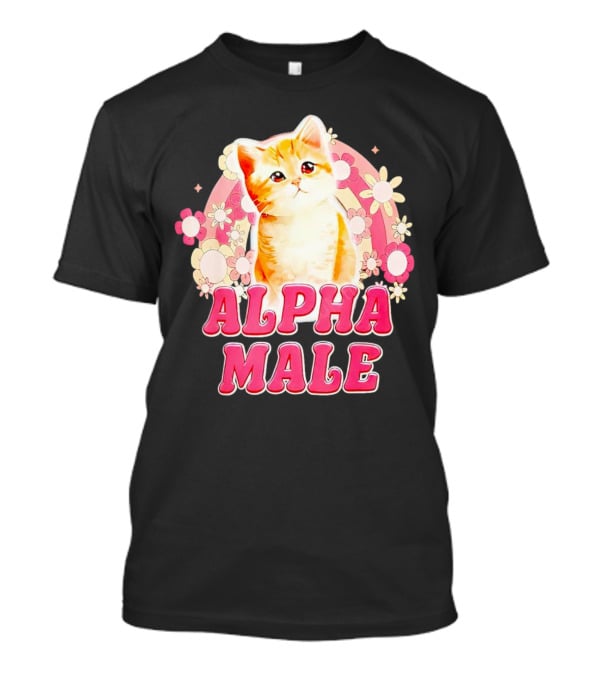 Alpha Male Cat With Floral Background T-Shirt
