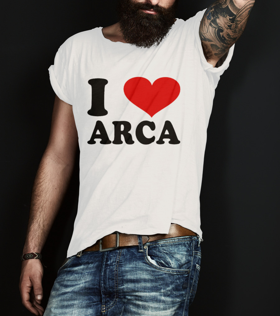 I Heart Arca Bold Text With Red Heart T-Shirt