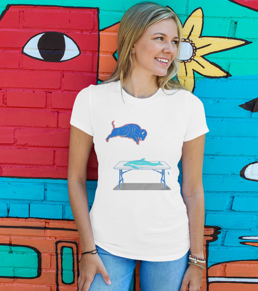 Buffalo Bills Jumping Over Table Miami Dolphins T-Shirt