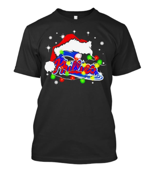 Santa Hat Philadelphia Phillies Christmas Lights T-Shirt