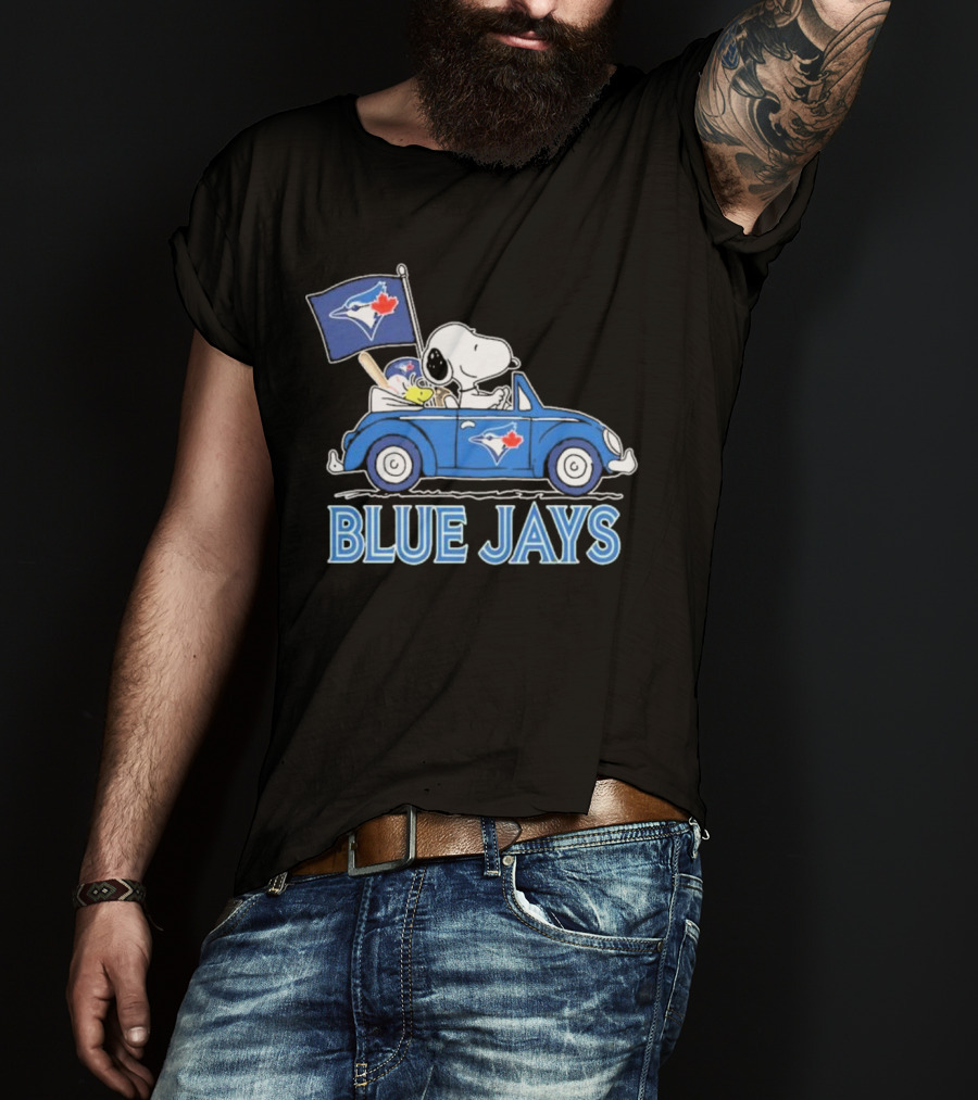 Snoopy Woodstock Toronto Blue Jays Car Blue Jays Flag T-Shirt