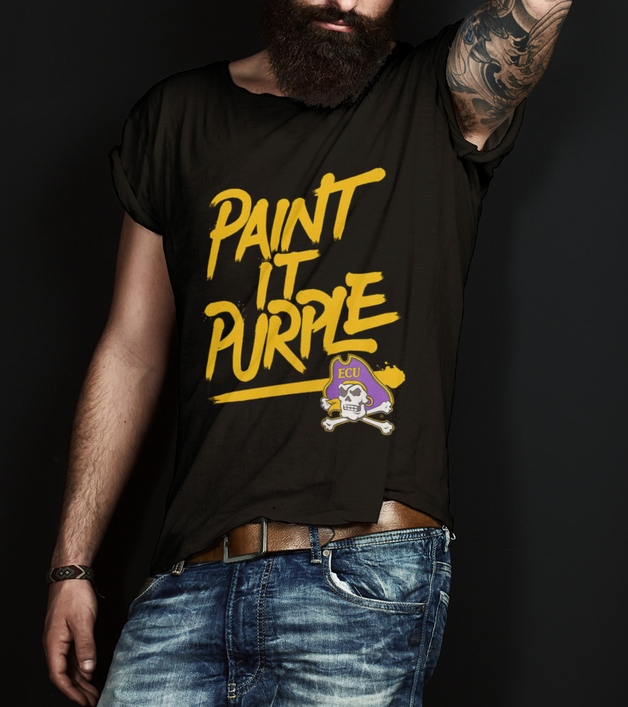 Paint It Purple Carolina ECU Pirates Skull T-Shirt