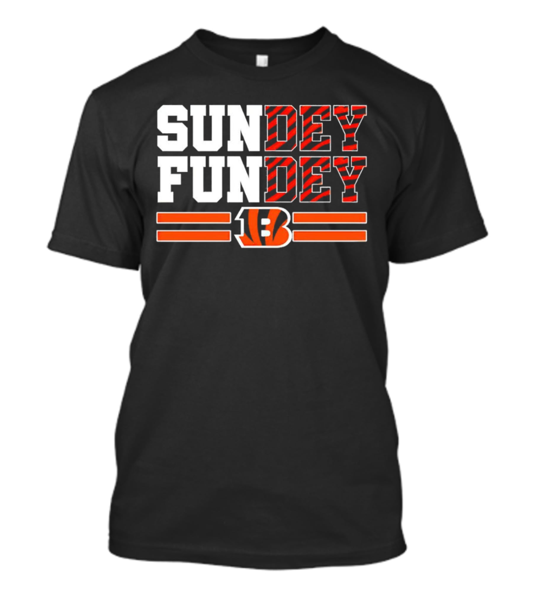 Cincinnati Bengals Sundey Funday B Logo Orange Stripes T-Shirt