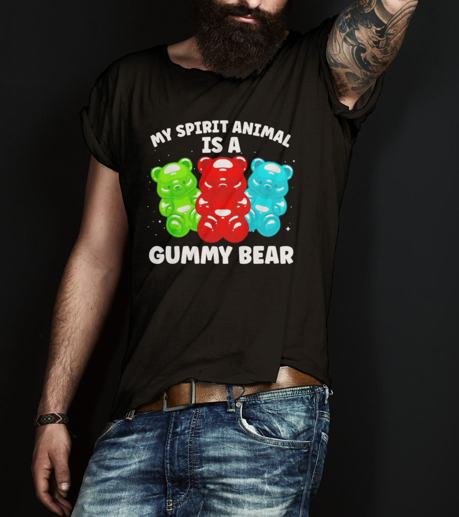 My Spirit Animal Is A Gummy Bear Trio Featuring Red Green And Blue Bears T-Shirt
