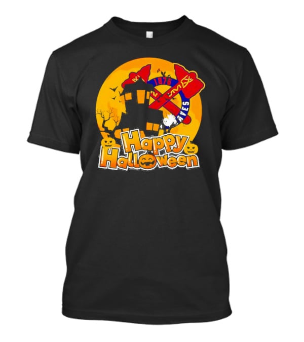 Atlanta Braves 1876 Happy Halloween Haunted House Pumpkins Bats T-Shirt