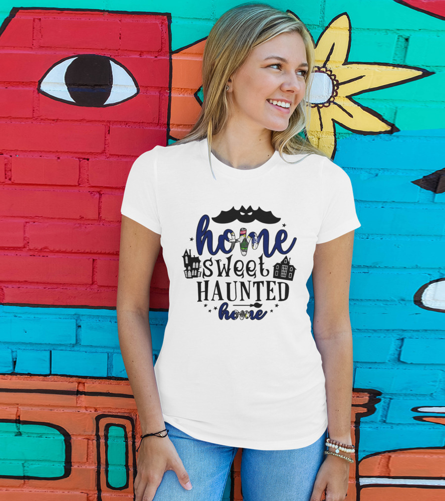 Home Sweet Haunted Home Halloween Maine Ghostly Houses T-Shirt