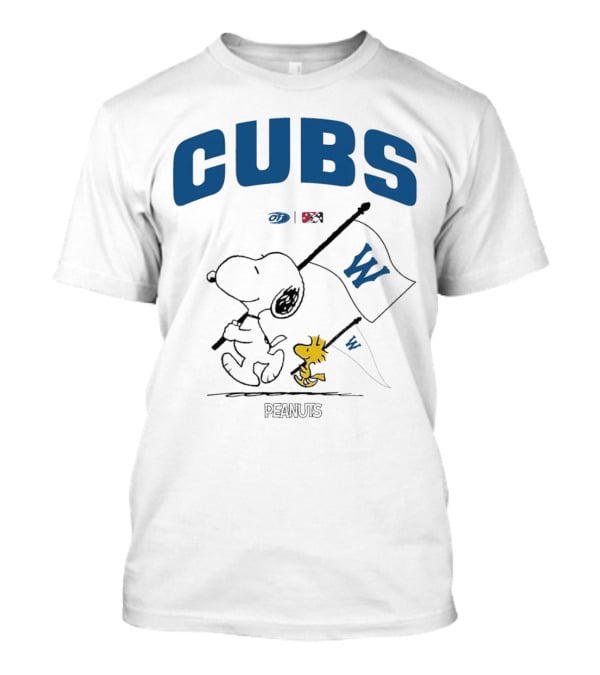 Peanuts Snoopy Woodstock Cubs W Flag T-Shirt