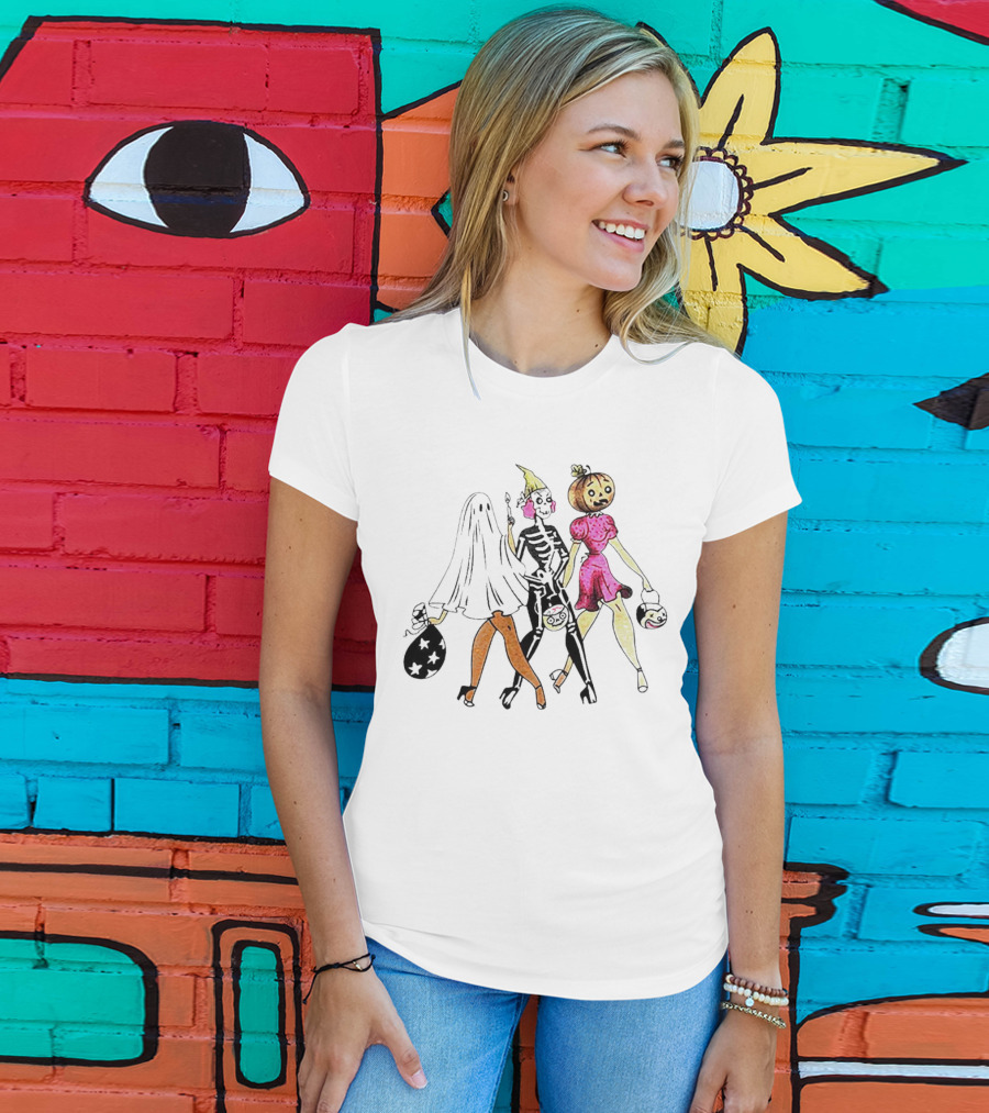 Vanessa Hudgens Vintage Halloween Ghost Skeleton Pumpkin Costume Party T-Shirt