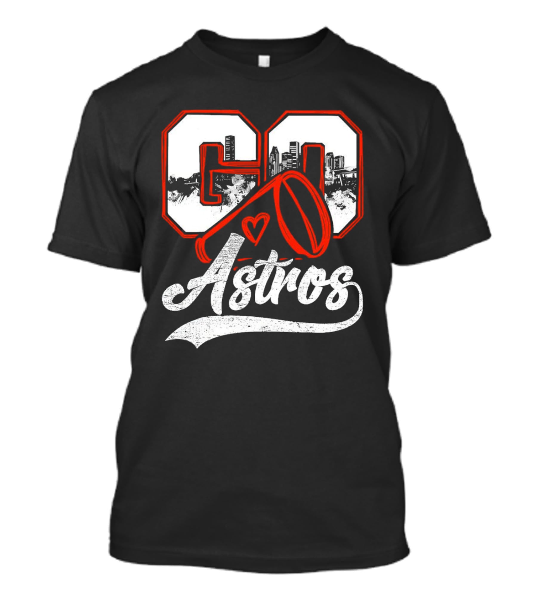 Go Astros City Cheer With Heart And Megaphone T-Shirt