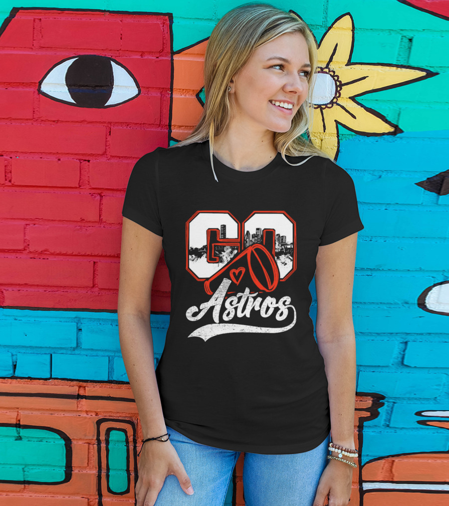 Go Astros City Cheer With Heart And Megaphone T-Shirt