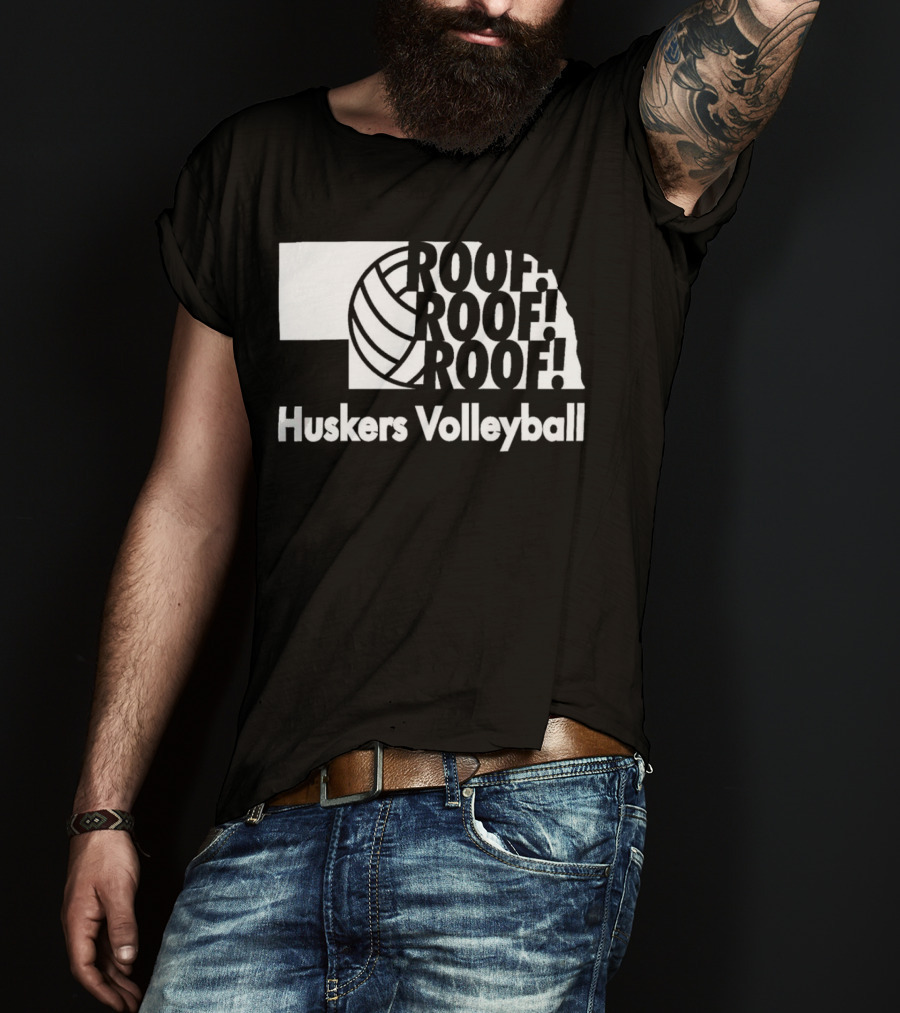 Huskers Volleyball Roof Roof Roof T-Shirt