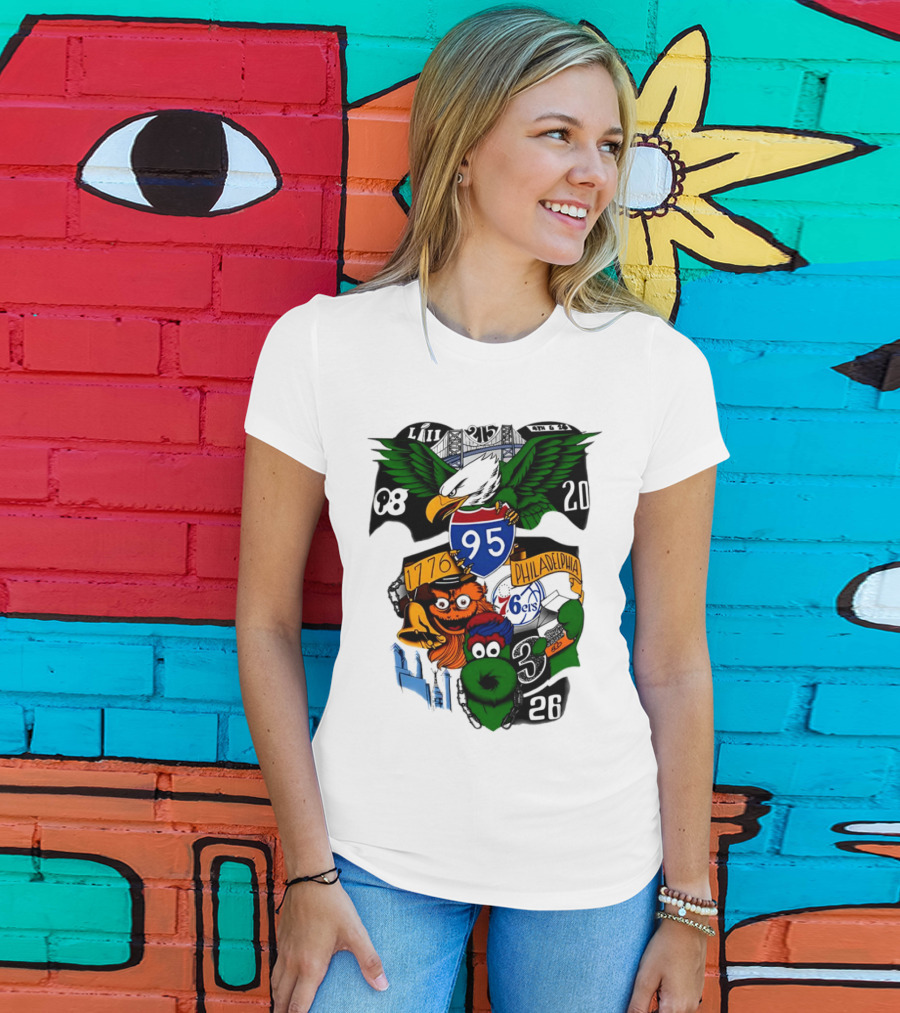 LII Eagle 215 Philadelphia 98 20 1776 76ers 26 Mascot T-Shirt
