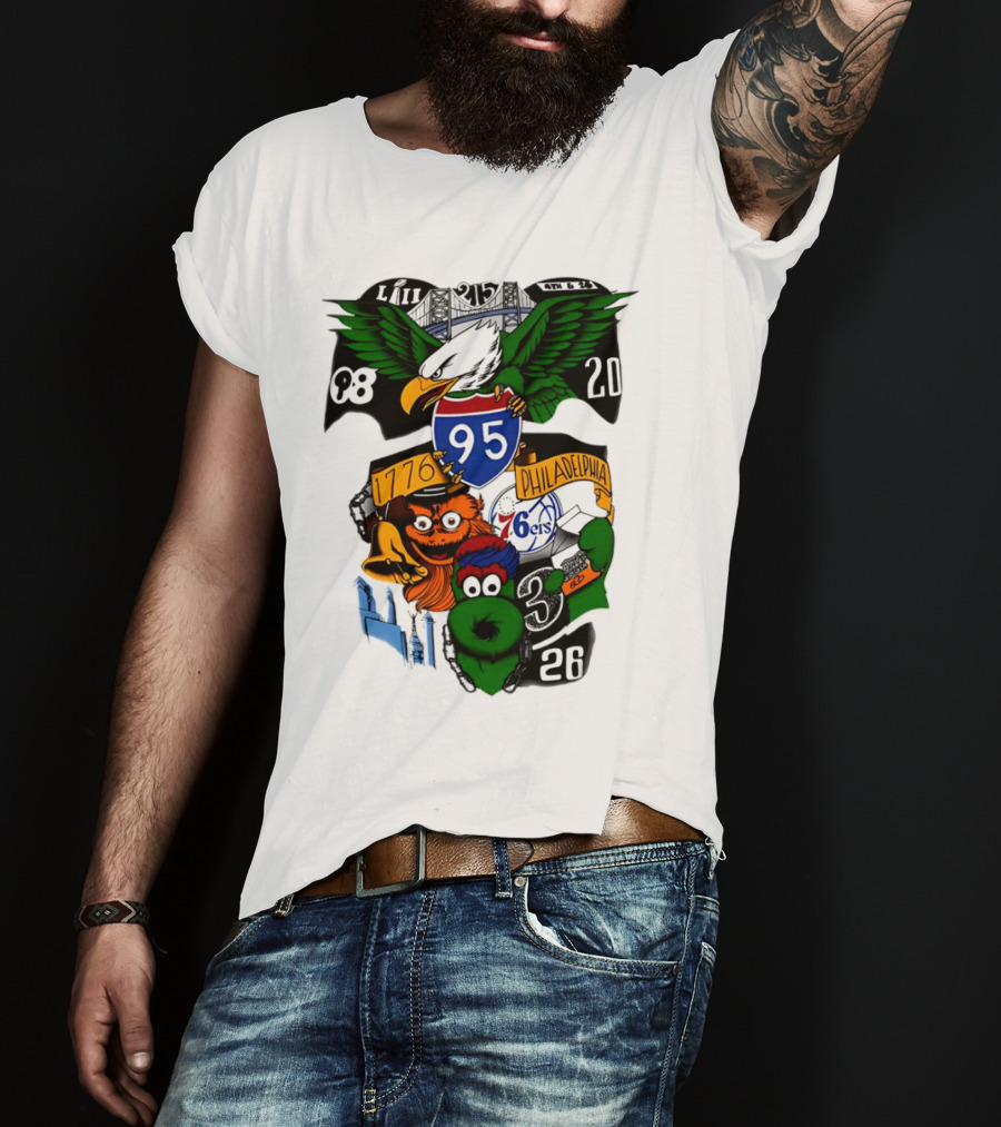 LII Eagle 215 Philadelphia 98 20 1776 76ers 26 Mascot T-Shirt