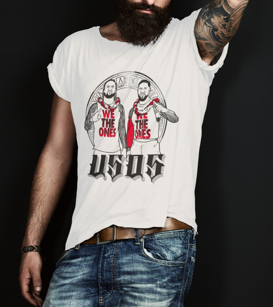 Ripple Junction Gray The Usos We The Ones Red Text And Figures T-Shirt