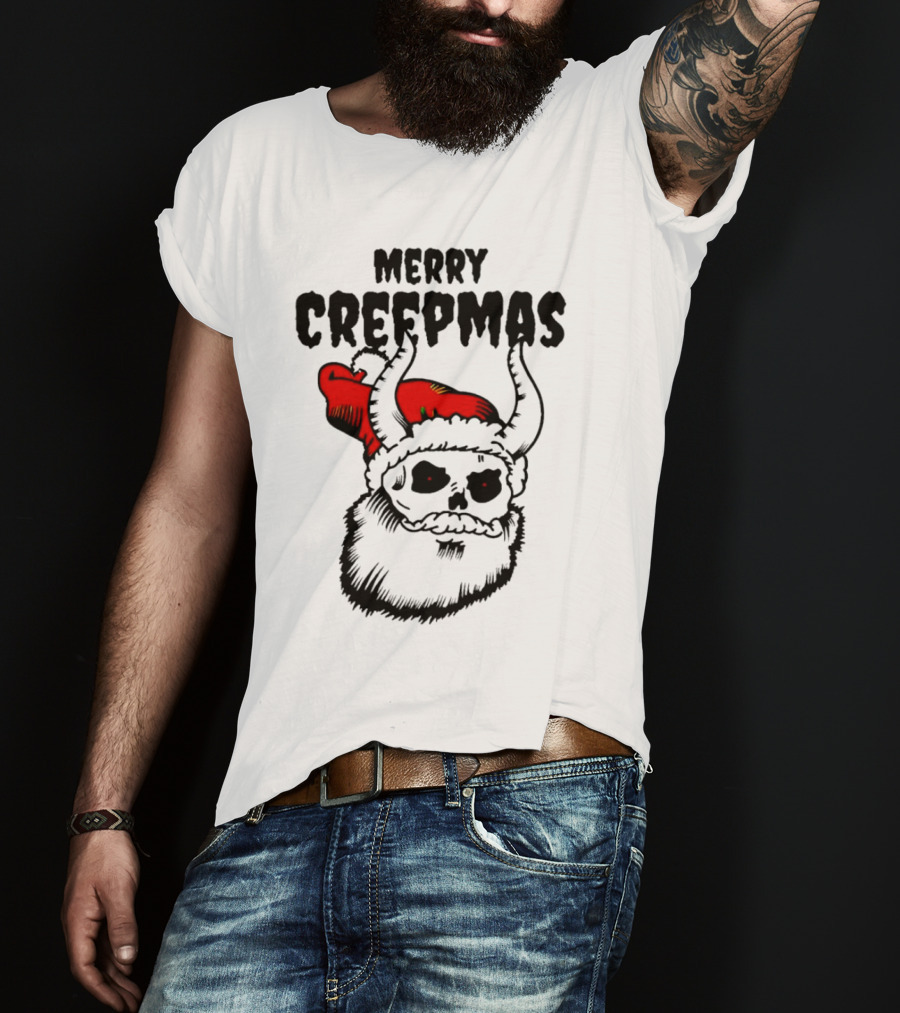 Merry Creepmas Horror Santa Skull Christmas T-Shirt