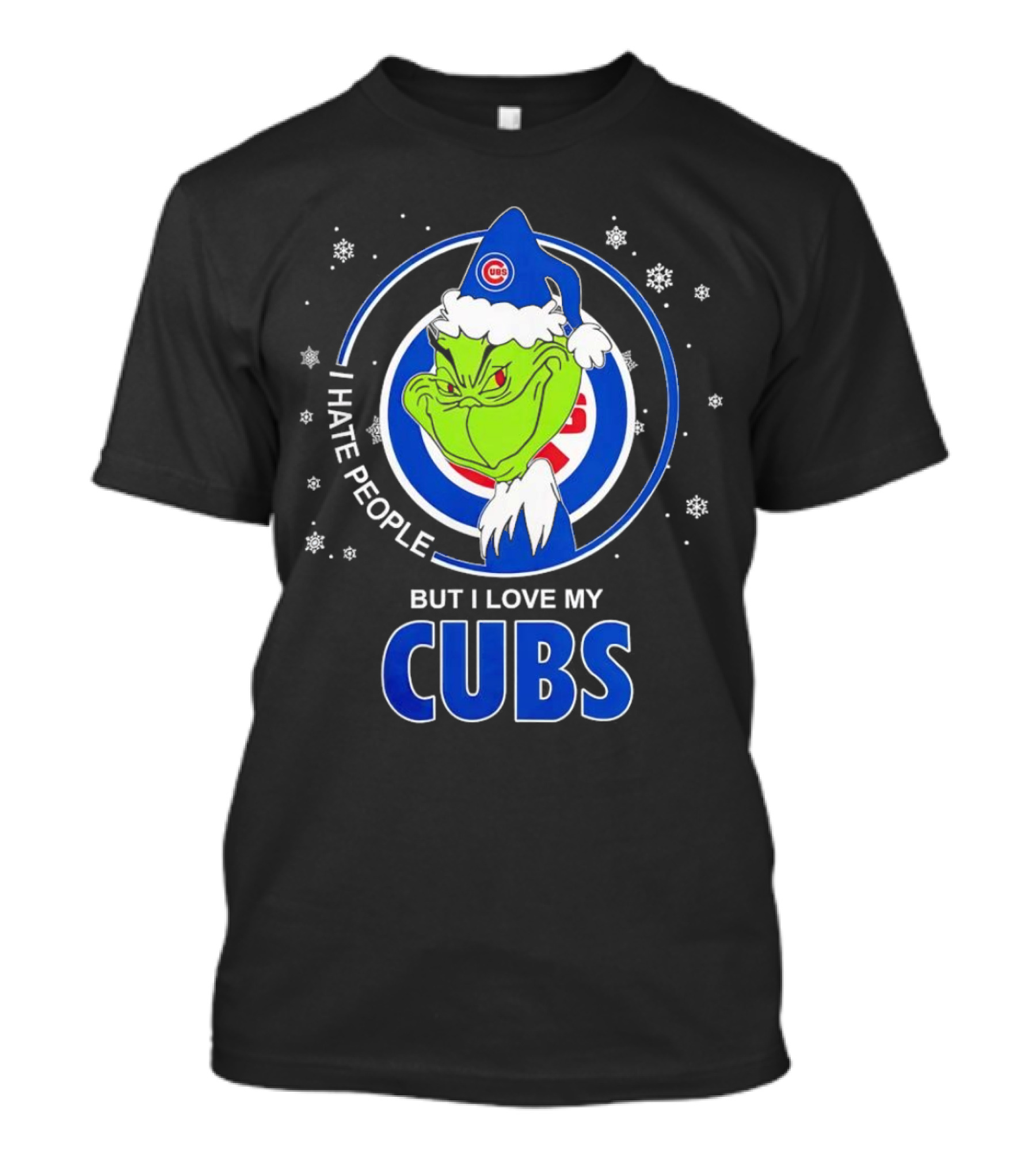 Christmas Grinch Santa I Hate People But I Love My Cubs T-Shirt