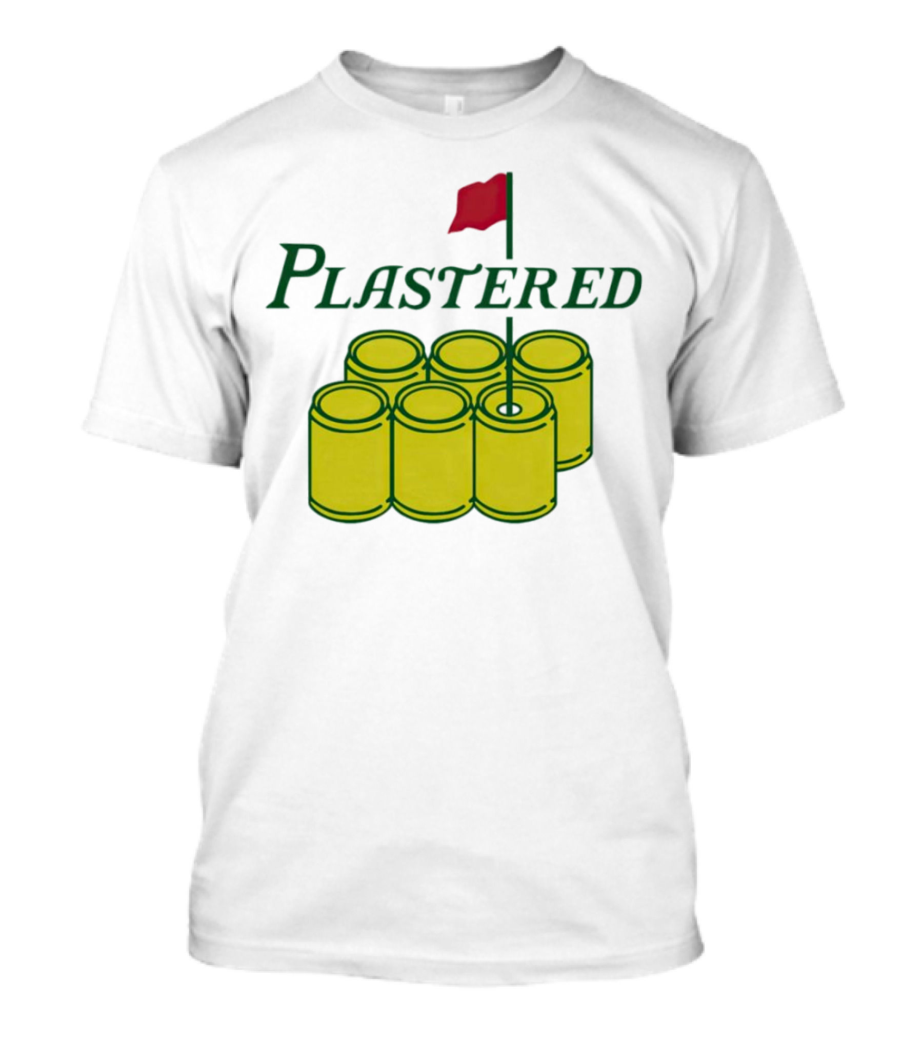 Plastered Flag With Beer Can Pyramid And Red Golf Pin T-Shirt