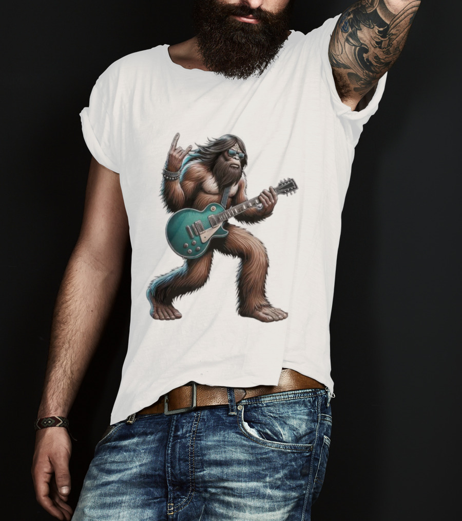 Bigfoot Rocking Out With Electric Guitar T-Shirt