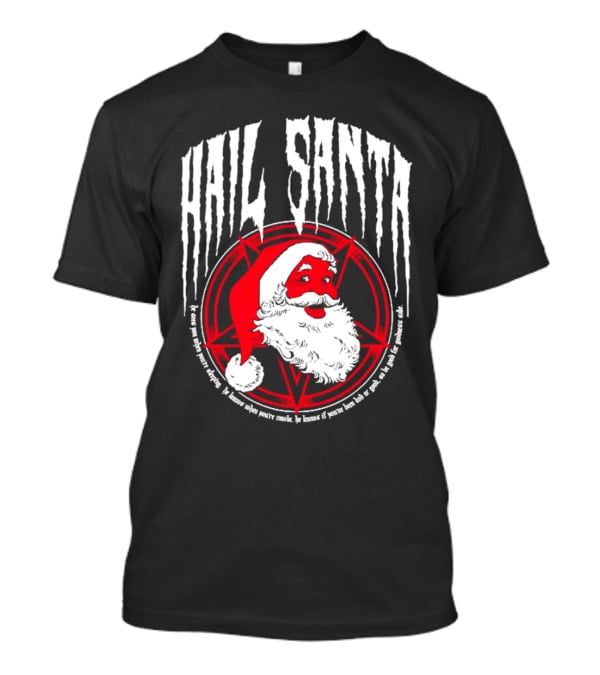 Hail Santa Evil Christmas Pentagram Santa Hat T-Shirt