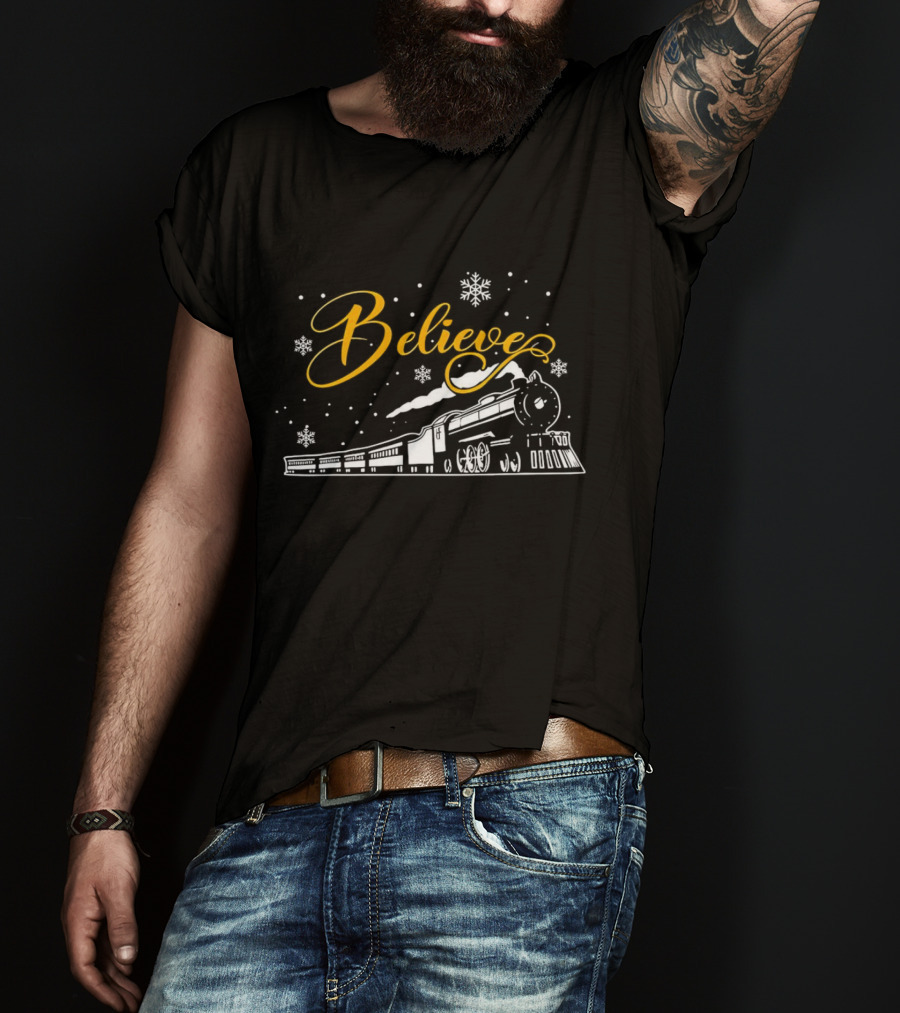 Believe Christmas Train Snowflake Magic T-Shirt