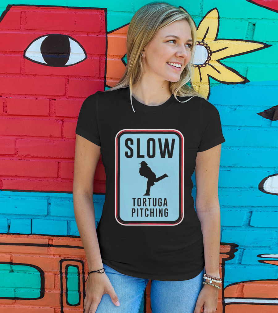 SLOW Tortuga Pitching Sign Baseball T-Shirt