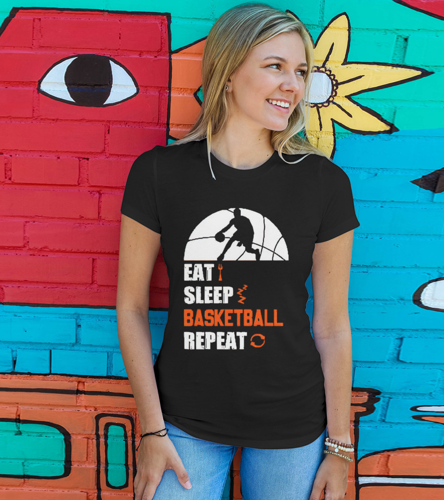Eat Sleep Basketball Repeat Player Silhouette Ball T-Shirt