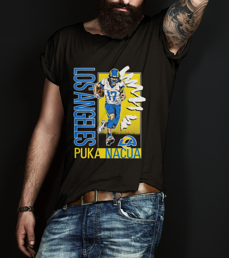 Los Angeles Puka Nacua Rams 17 Player Caricature T-Shirt