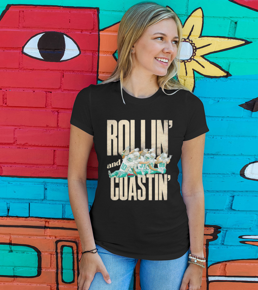 Rollin And Coastin Miami Dolphin Football Cartoon Team T-Shirt