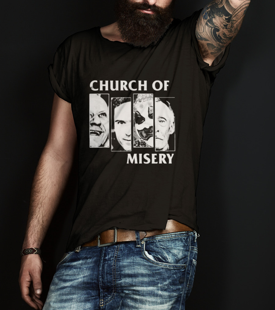 Church Of Misery Serial Killer Portraits Quad Collage T-Shirt
