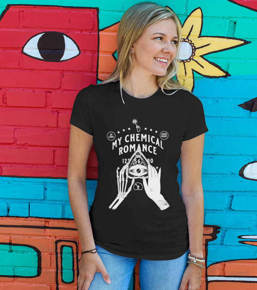 My Chemical Romance Ouija Planchette So Long Good Night Skeleton Hand 1234567890 T-Shirt
