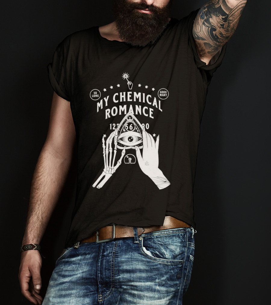 My Chemical Romance Ouija Planchette So Long Good Night Skeleton Hand 1234567890 T-Shirt