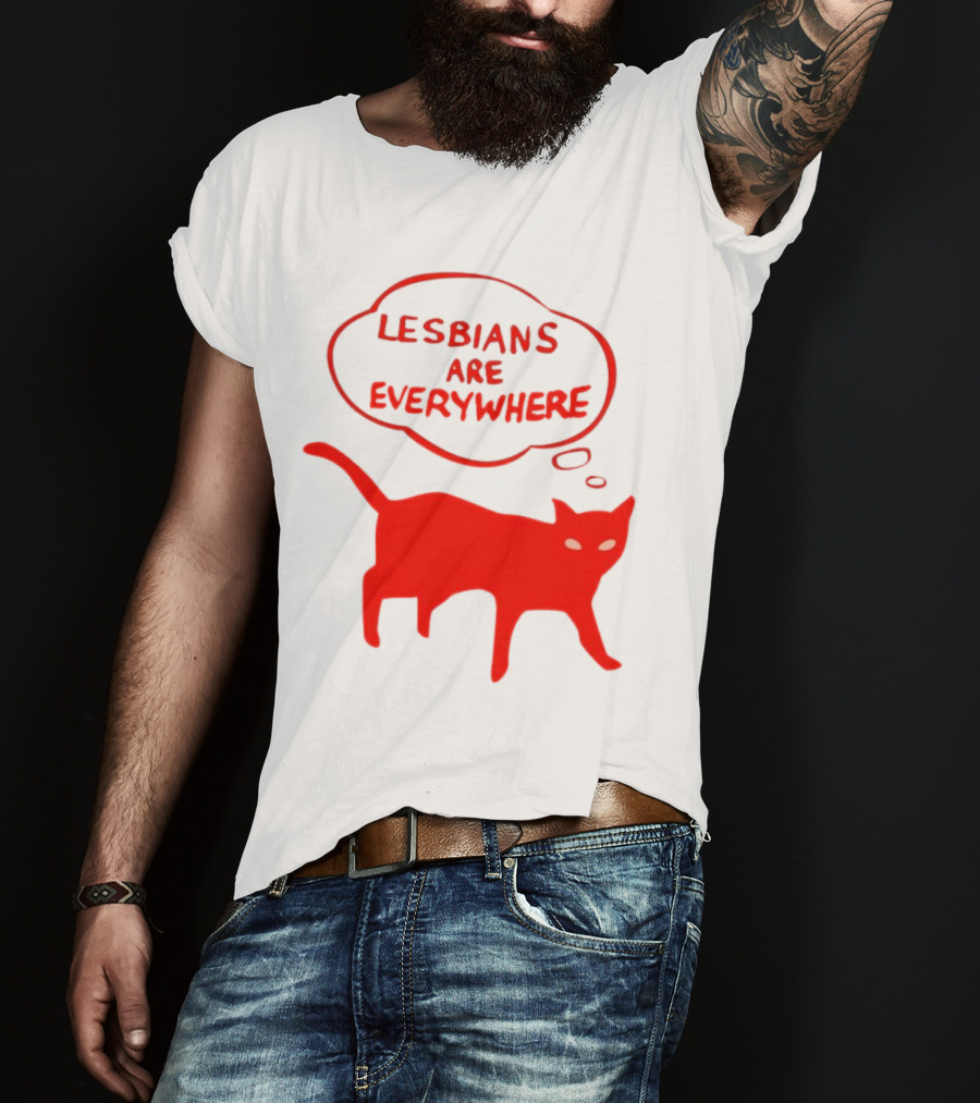 Lesbians Are Everywhere Red Cat T-Shirt