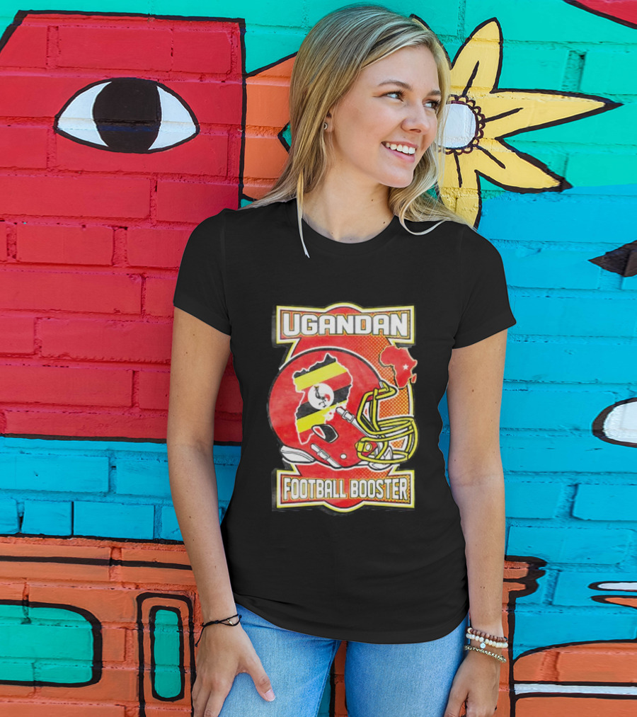 UGANDAN Football Booster Africa Map Flag Helmet T-Shirt