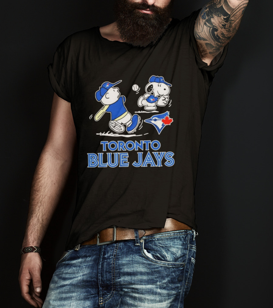 Toronto Blue Jays Charlie Brown Snoopy Baseball Peanuts MLB Collaboration T-Shirt