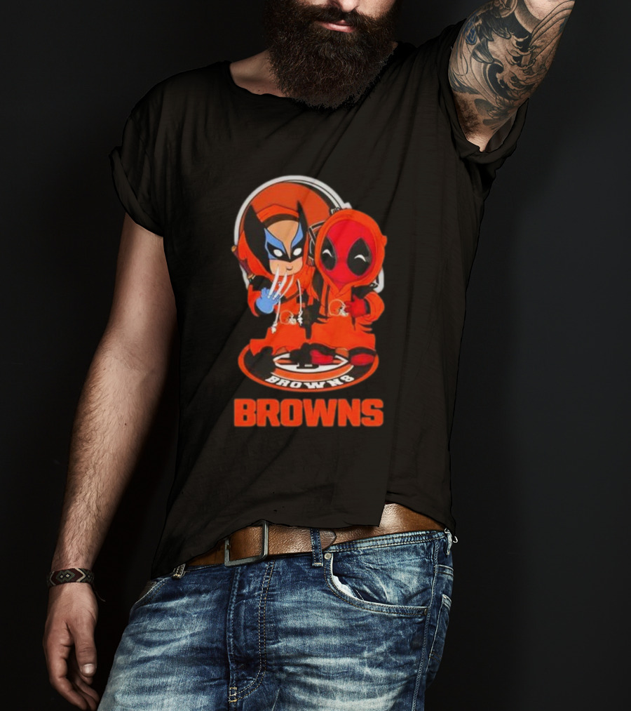 Cleveland Browns Marvel Wolverine Deadpool Browns Fans T-Shirt