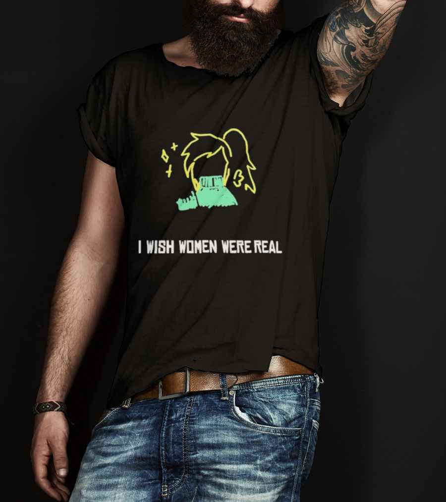 I Wish Women Were Real Neon Anime Style Pixel Art Dream T-Shirt