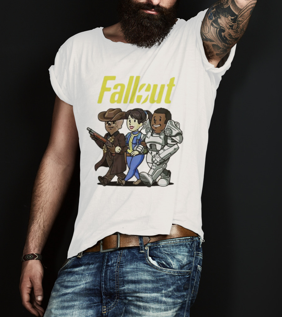 Fallout Cartoon Trio Vault Dweller Adventurers T-Shirt