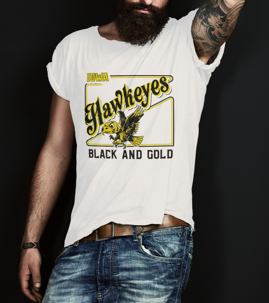 Iowa Hawkeyes Black And Gold Hawk T-Shirt