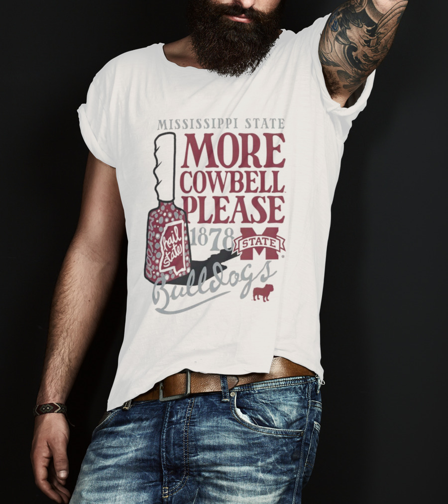 Mississippi State Bulldogs More Cowbell Please 1878 Vintage Cowbell T-Shirt