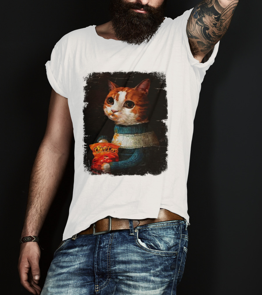 Cheetos Cat Holding Bag In T-Shirt