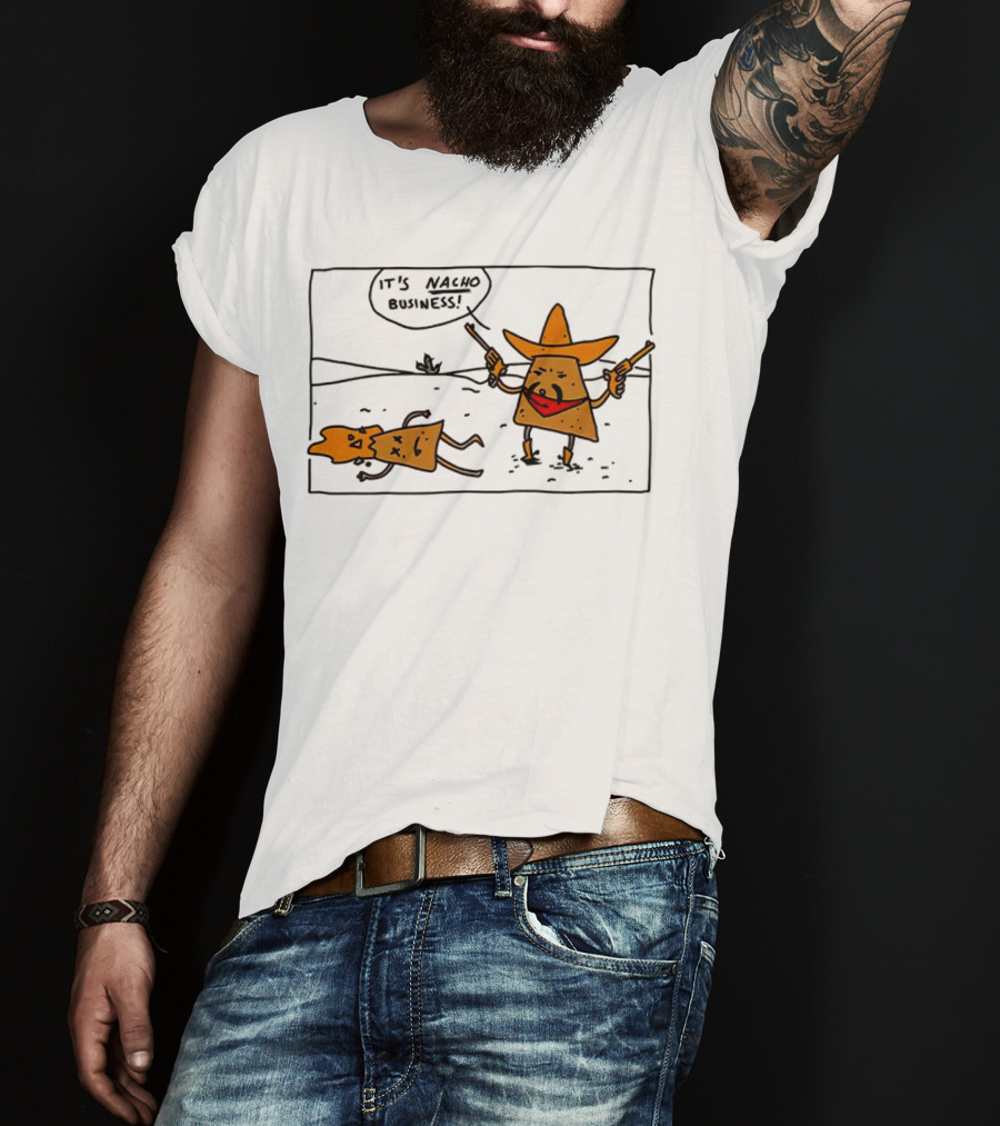 It’s Nacho Business Sombrero Pistols Cartoon Scene T-Shirt