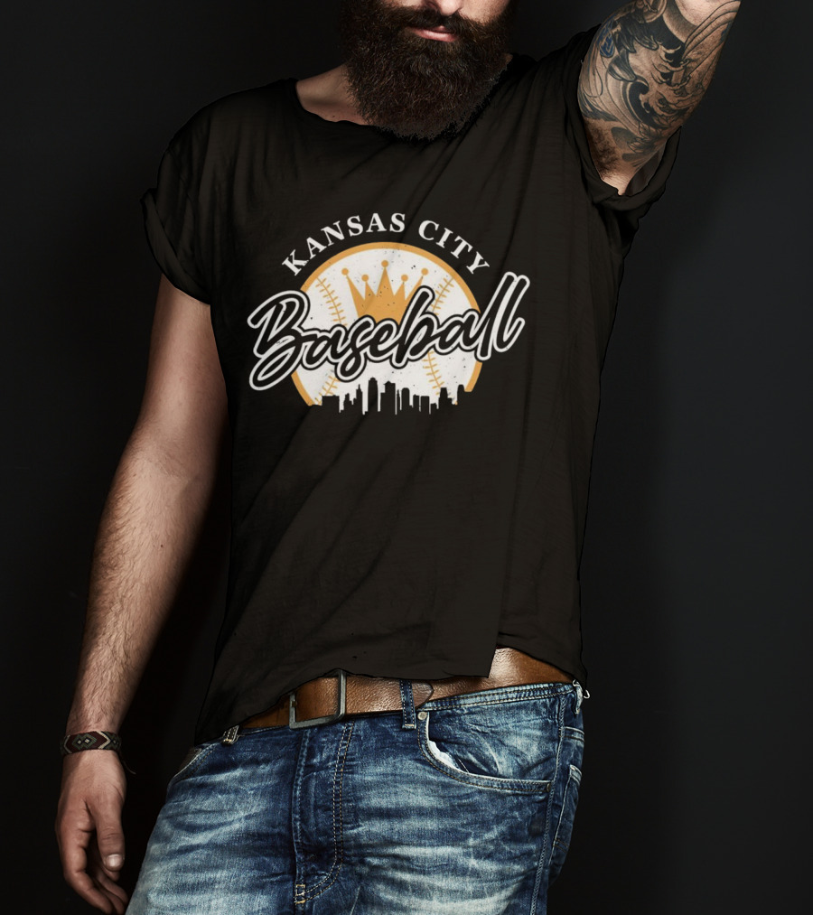 Kansas City Baseball Crown Skyline T-Shirt
