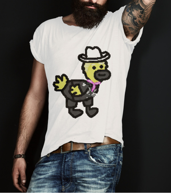 Ken Gosling Pixel Art Cowboy Duck With Hat And Scarf T-Shirt