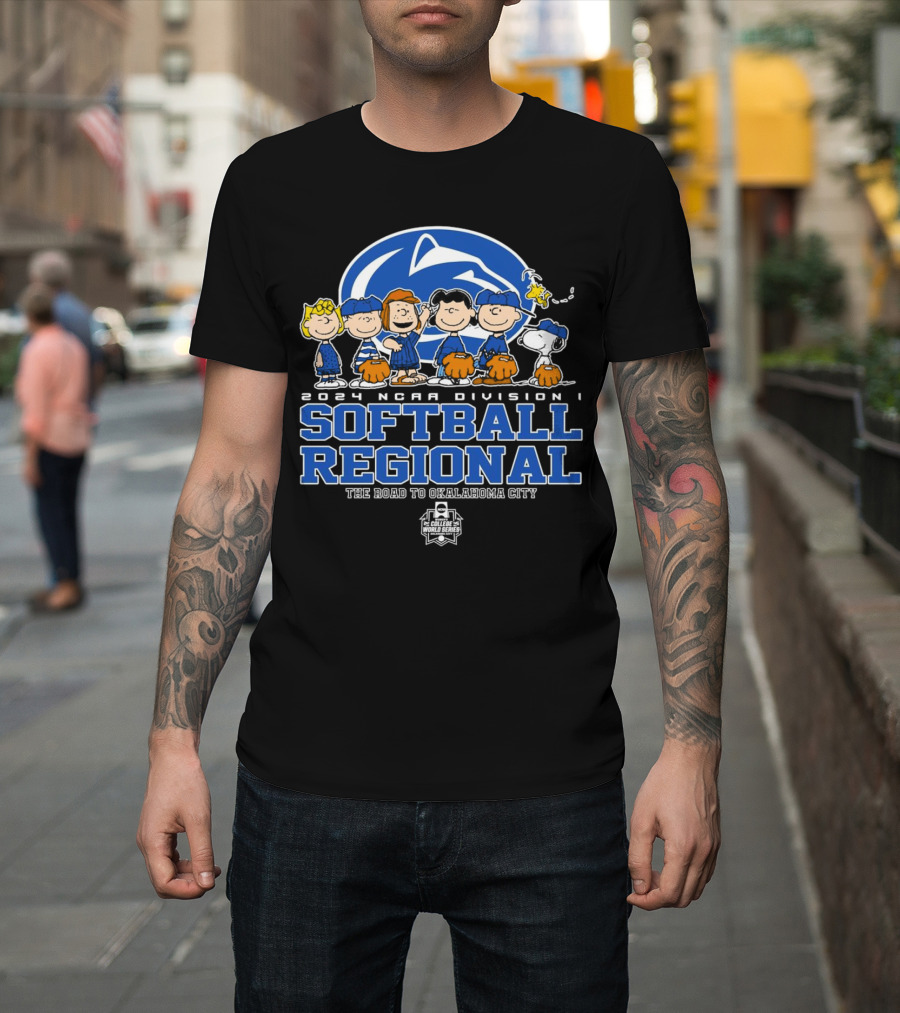 Peanuts Characters 2024 NCAA Division I Softball Regional Penn State Nittany Lions The Road to Oklahoma City T-Shirt