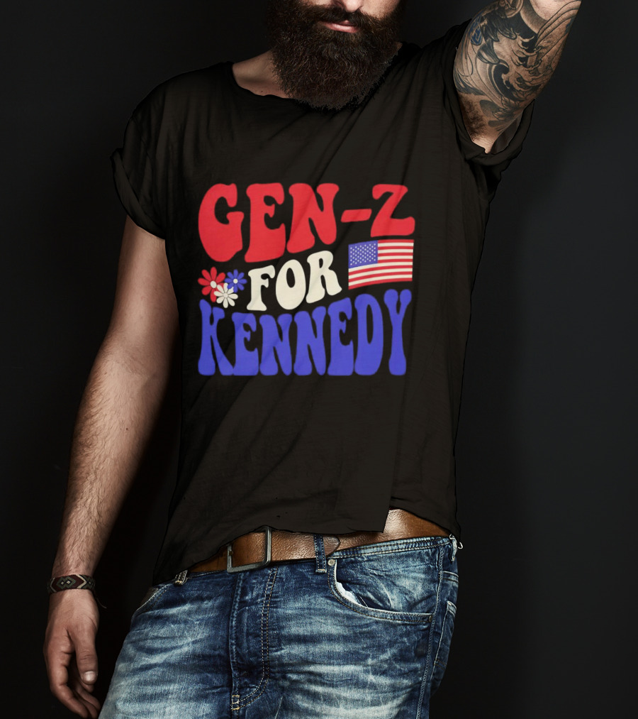 Gen-Z For Kennedy American Flag Retro Flowers T-Shirt