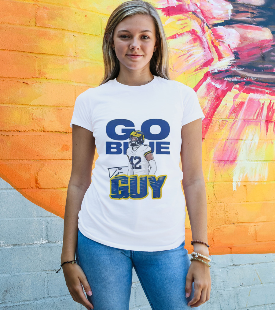 Go Blue Tj Guy 42 Football Player T-Shirt